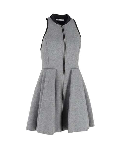 halter mock neck mini dress in grey cotton