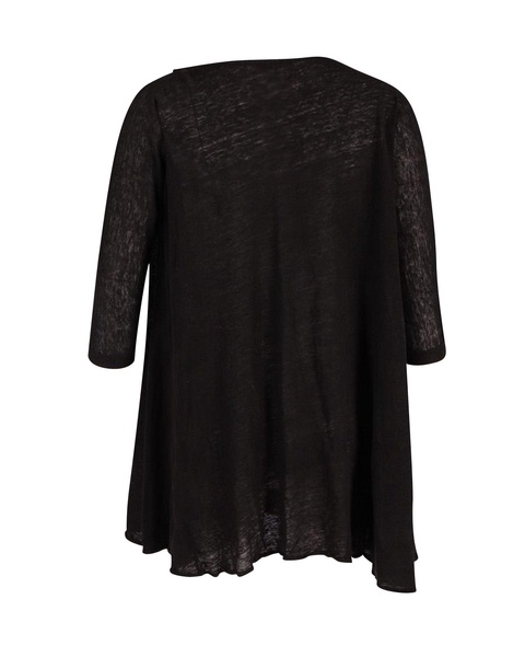 quarter-sleeved mini dress in black linen