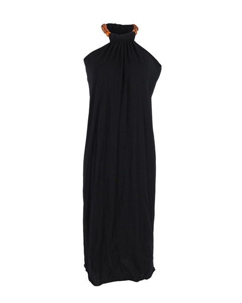 beaded strap halter dress in black cotton
