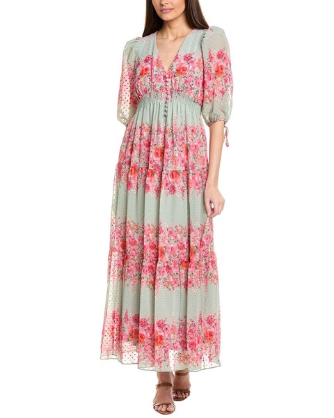 Taylor Minnie Dot Chiffon Maxi Dress