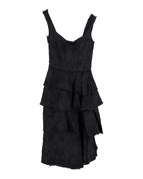 tiered ruffle dress in black polyester