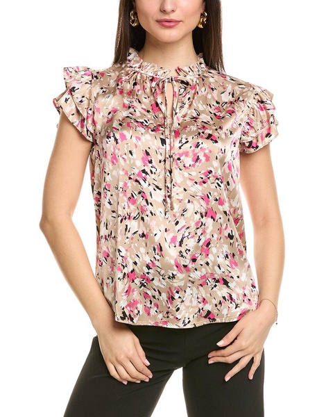 Anne Klein Ruffle Sleeve Tie Blouse