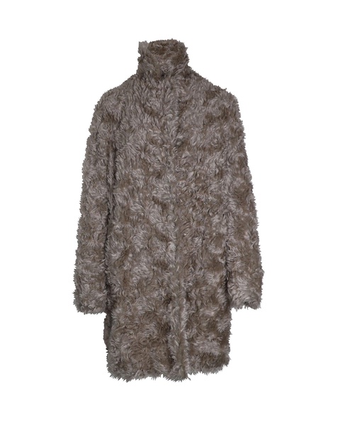 faux fur coat in beige mohair