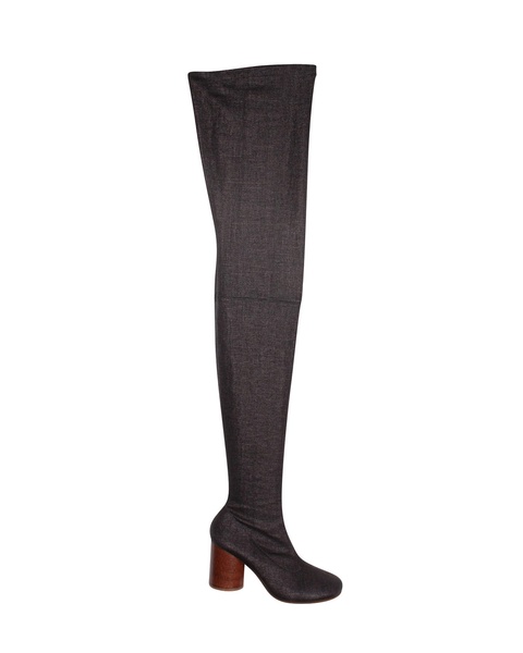 mid-thigh boots in dark grey canvas
