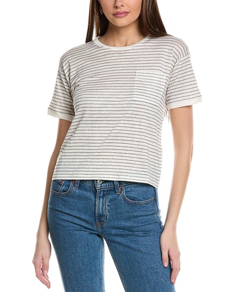 frame linen cropped t-shirt