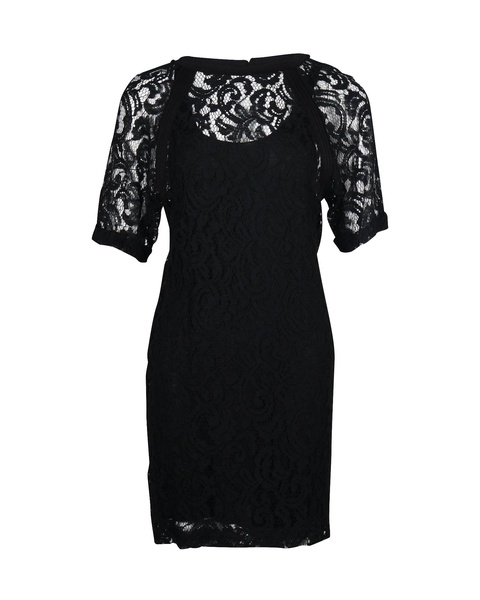 lace with slip dress in black viscose