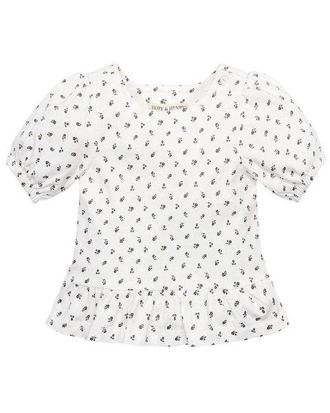 bubble sleeve peplum knit top