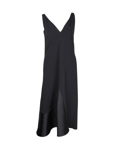 v-neck midi dress in black viscose