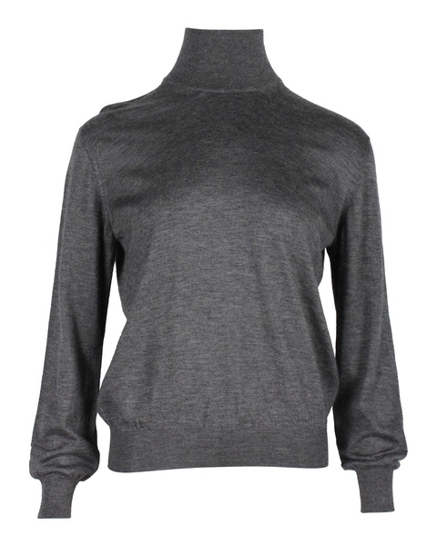 mock neck sweater in grey cashmere