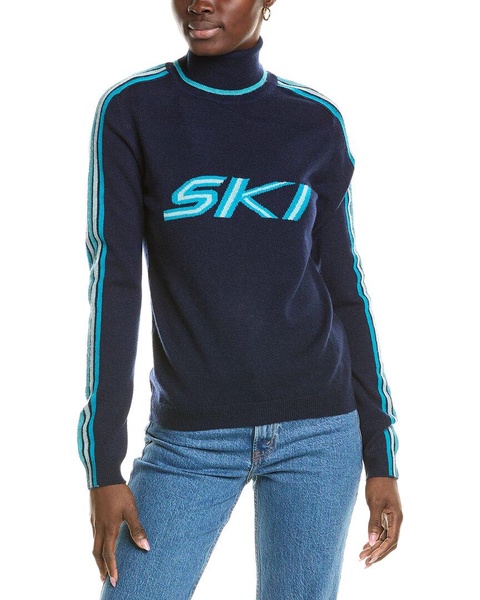 wool & cashmere-blend rainbow ski roll neck jumper