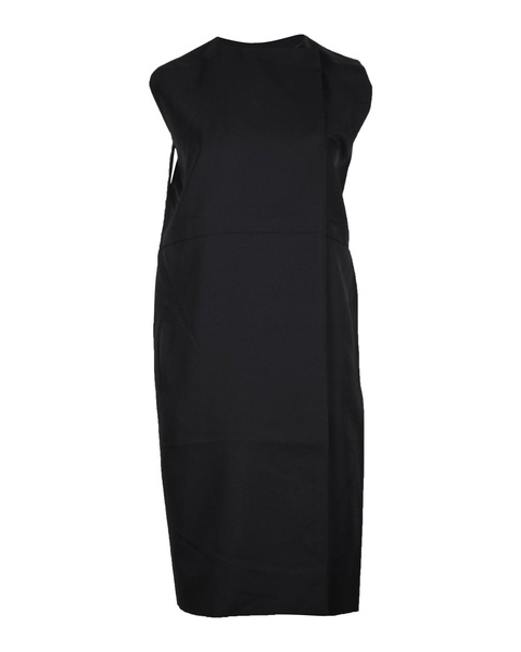 sleeveless knee-length dress in black polyester