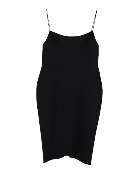 square neck midi dress in black polyester