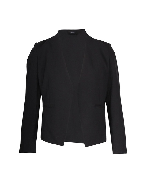 lanai collarless open-front blazer in black wool