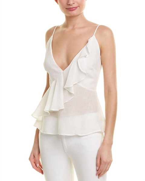 ruffle cami tank top in white