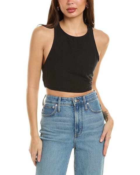scrunch strap linen top