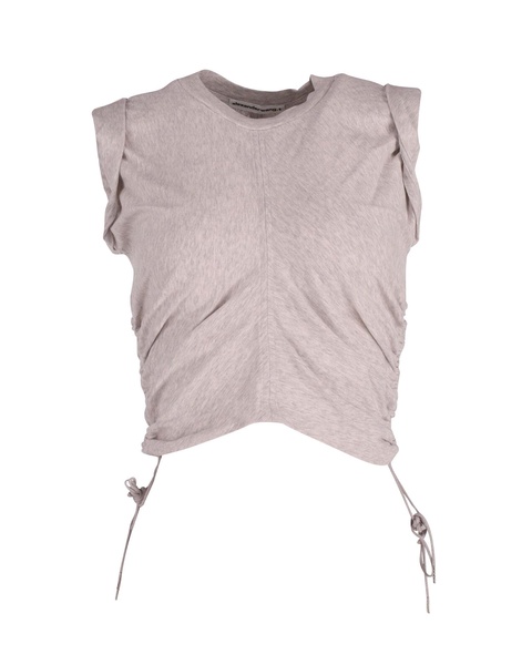 ruched side detail top in grey cotton