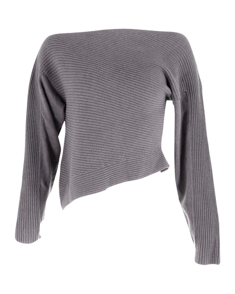 alexander wang off shoulder sweater in grey cotton