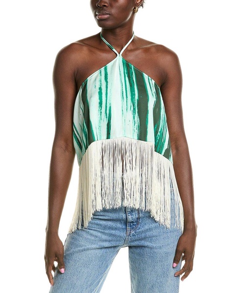 BCBGMAXAZRIA Fringe Halter Top