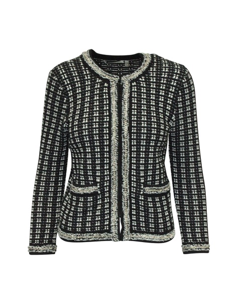 monochrome tweed embellished georgia jacket in black cotton