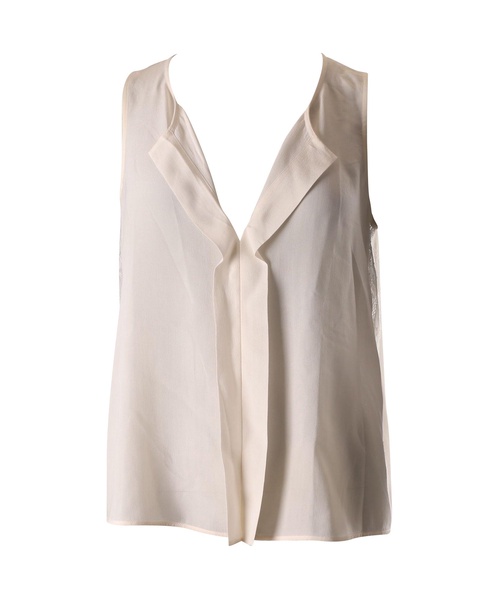 alice & olivia lace panel sleeveless top in cream silk