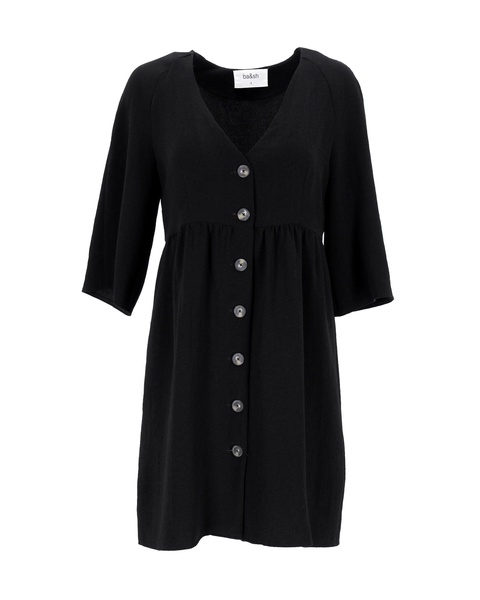 buttoned dress in black polyester