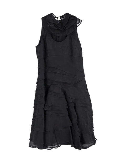 boss by  layered sleeveless dress in black polyamide