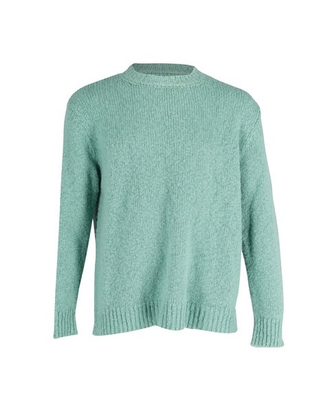 roundneck knit sweater in green merino wool