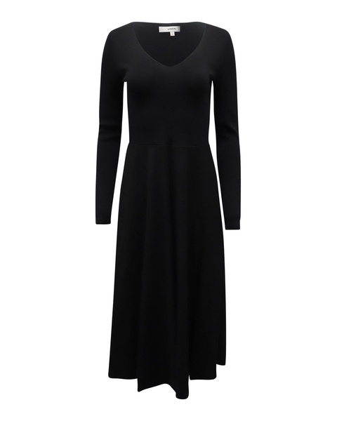 v-neck midi dress in black rayon