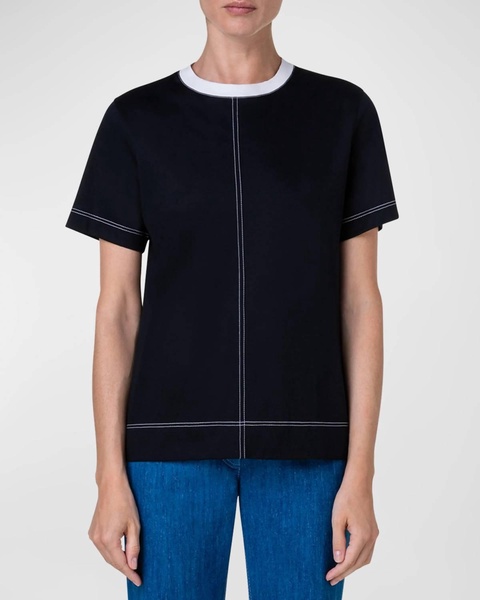 cotton jersey t-shirt with contract neck trim in black