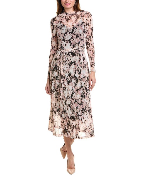 mock neck mesh maxi dress