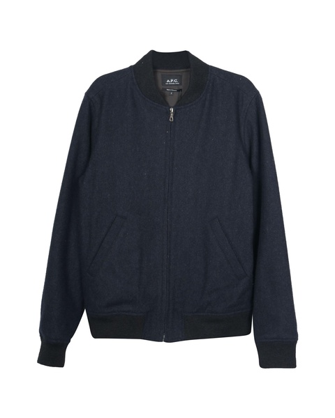 a.p.c mouliné lota bomber jacket in navy wool