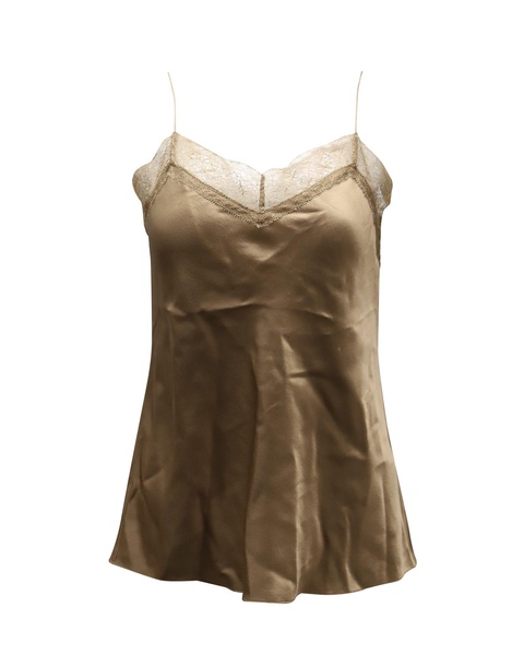 lace trimmed camisole in beige silk