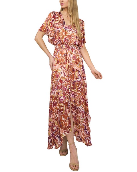 smocked waist flutter sleeve maxi dress