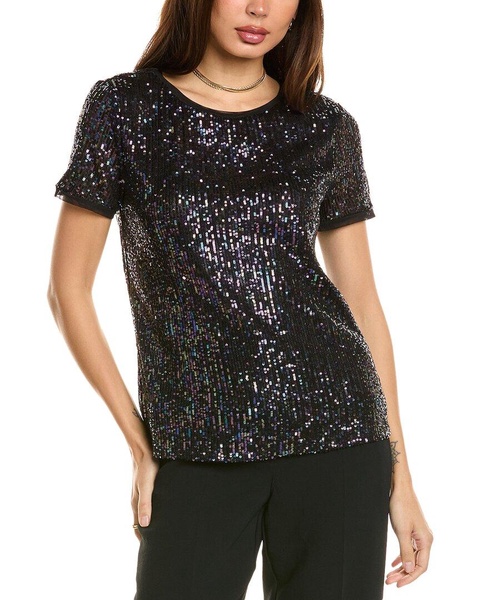 Anne Klein Womens Sequined Blouse