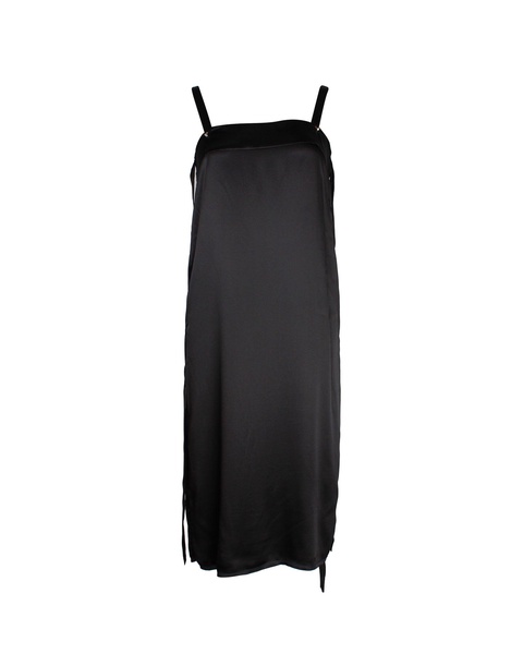 sleeveless straight dress in black silk