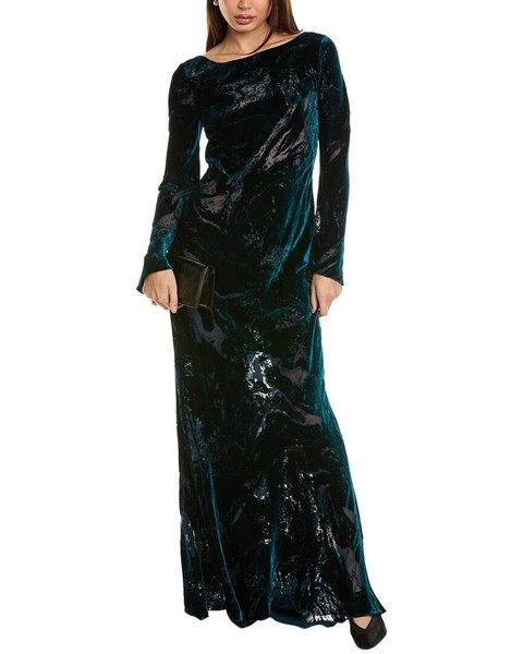 velvet burnout silk-blend gown