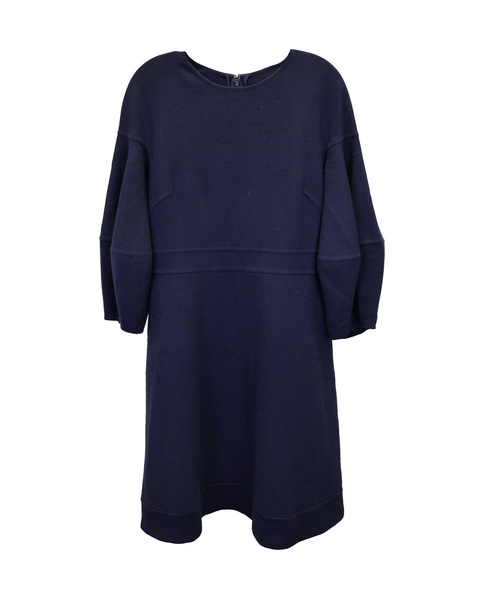 long sleeve dress in navy blue wool