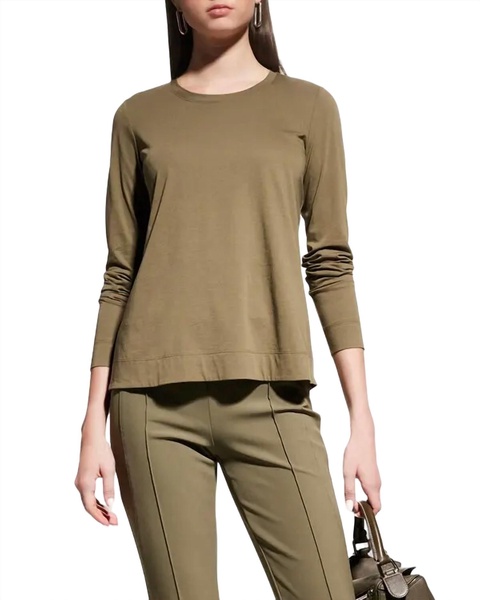 modern long sleeve tee top in gesso melange