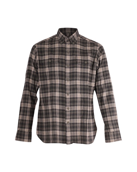 checked print long sleeve button front shirt in multicolor cotton