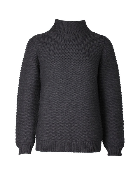 chunky knit turtleneck sweater in charcoal merino wool