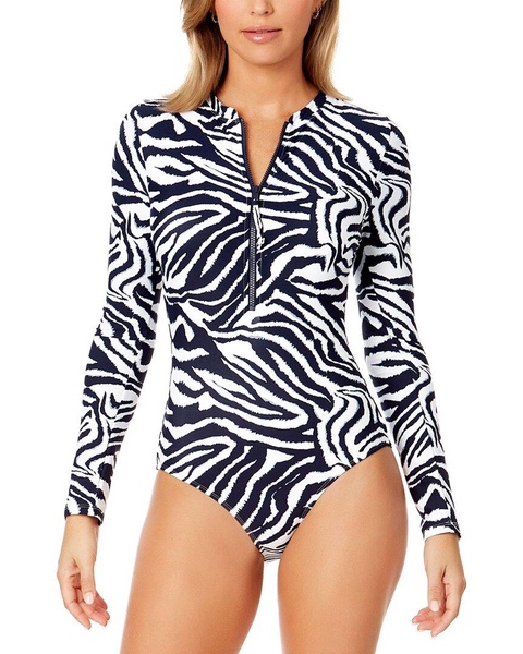 Anne Cole Ls Zip Front Sunsuit
