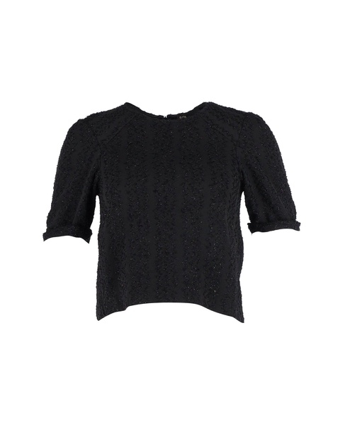 textured crop top in black acetate