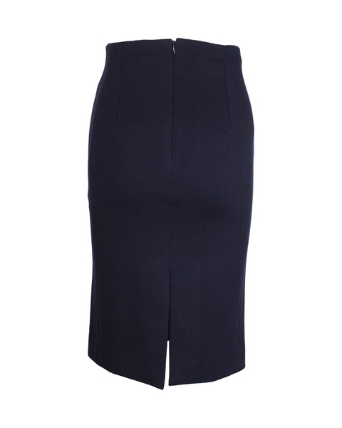 knee-length pencil skirt in navy blue wool