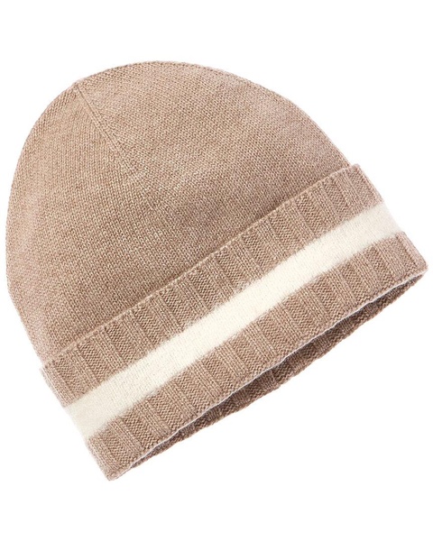 cashmere fuzzy stripe rib cuff cashmere hat