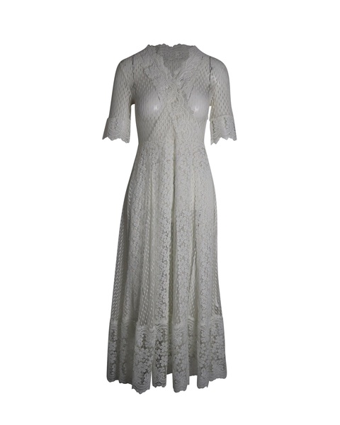 revanti lace midi dress in white cotton
