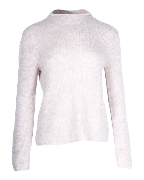 mock-neck sweater in beige alpaca wool