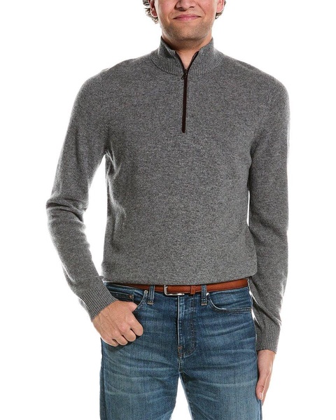 piping cashmere 1/4-zip sweater