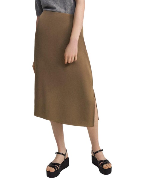 silk double slit slip skirt
