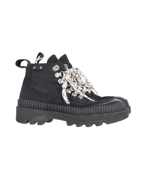 lug sole boots in black canvas