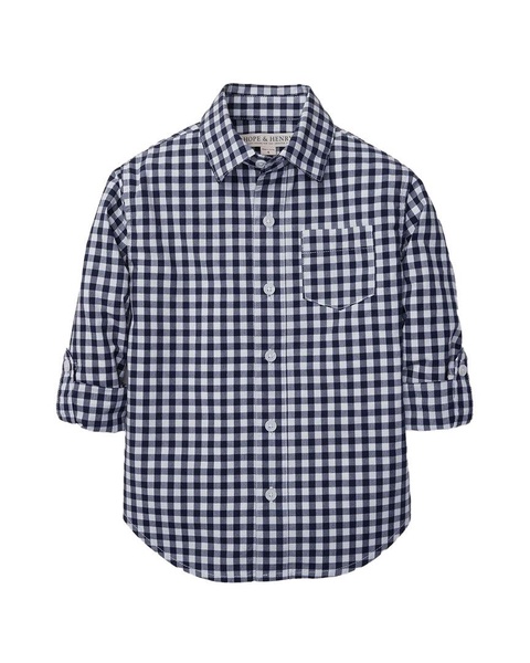 poplin long sleeve rolled shirt